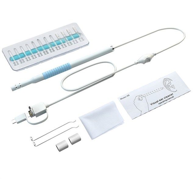 Ear Endoscope Cleaner For Android Clean Your Ears Cleaning Camera Digital Otoscope Inspection Endoscopic Phone The Smartphone(#White-Blue)