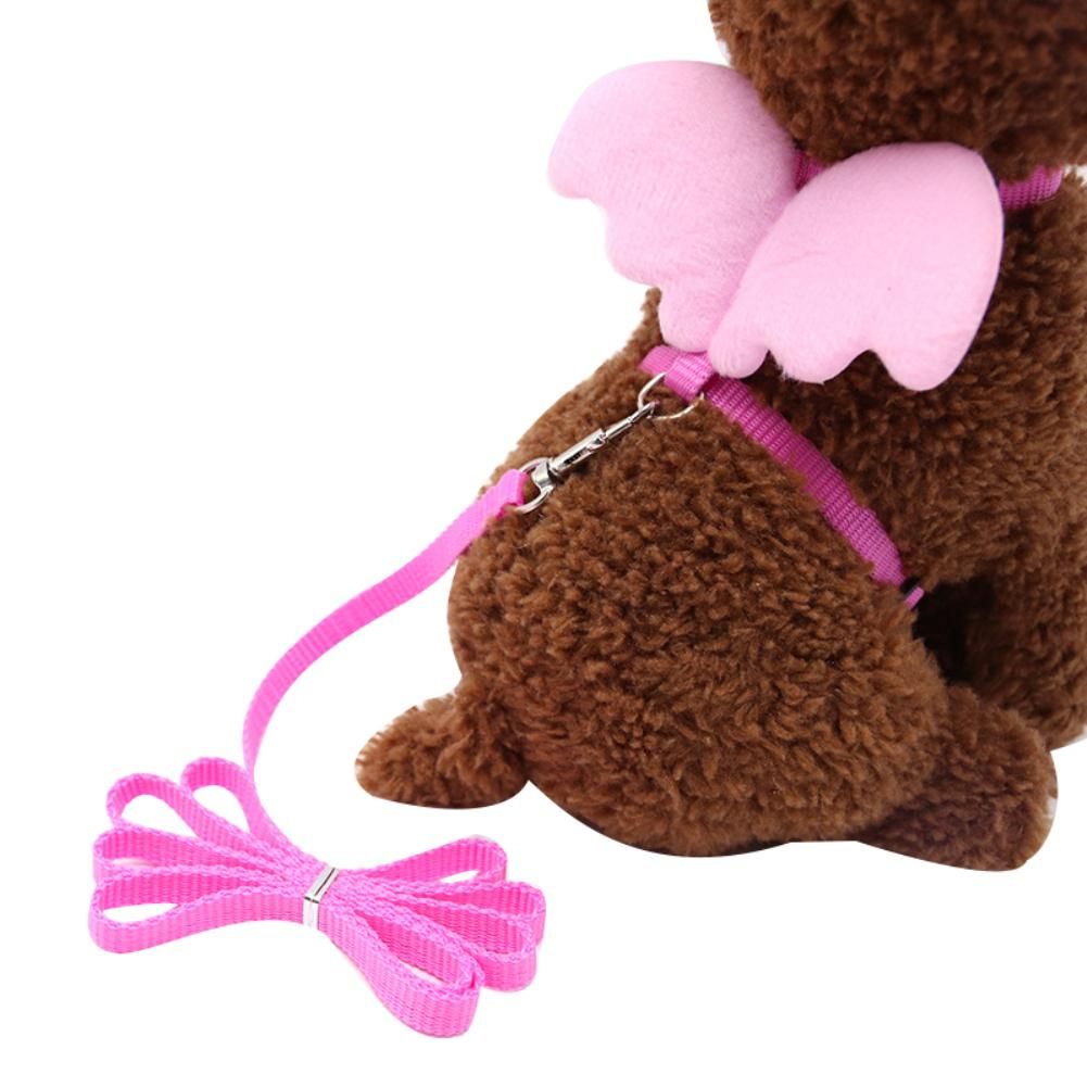 Cute Solid Color Mini Wings Nylon Pet Harness Chest-Pink