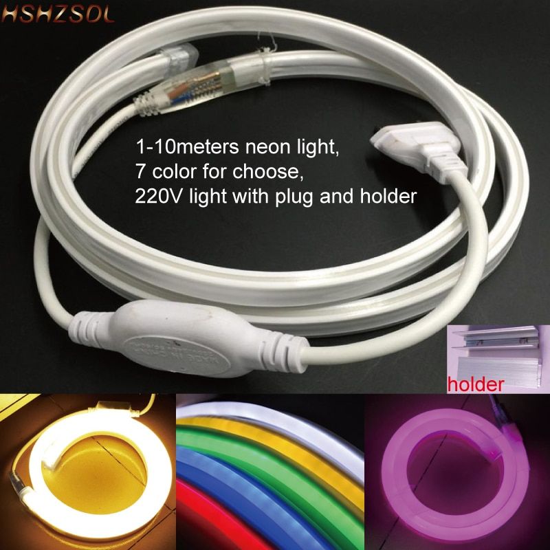 1-10m Outdoor&Indoor LED Lighting Flex LED Neon Light SMD 2835 120leds/m LED Neon Strip Rope Light Waterproof 220V Power Plug-Blue-6meters--