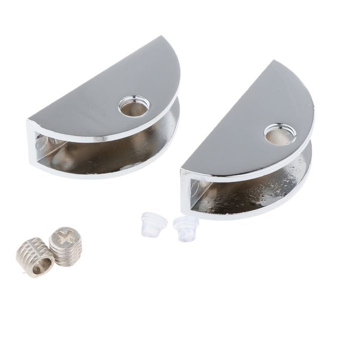 2 Pack Adjustable Glass Alloy Polished Shelf Support Clamp 6-8mm