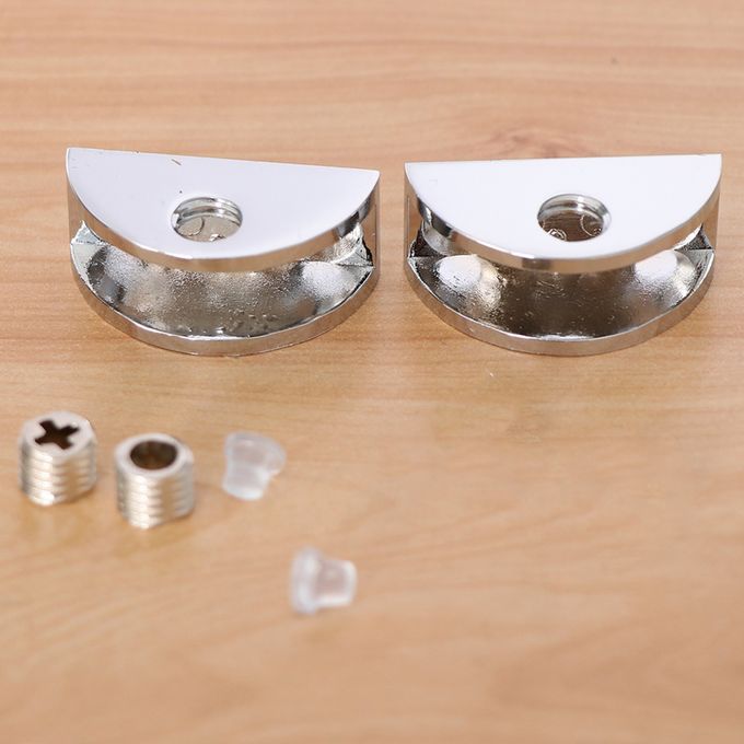 2 Pack Adjustable Glass Alloy Polished Shelf Support Clamp 6-8mm