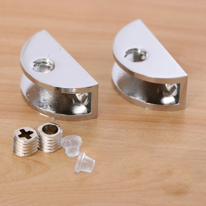 2 Pack Adjustable Glass Alloy Polished Shelf Support Clamp 6-8mm