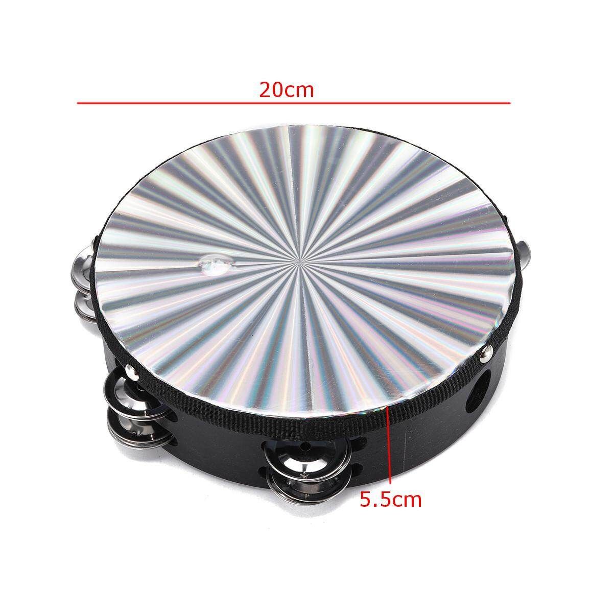 8 Inch Reflective Tambourine Percussion Double Row-Stock Church Band Music Party Gift