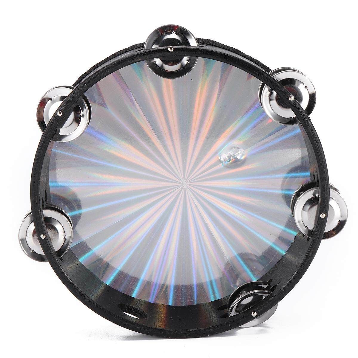 8 Inch Reflective Tambourine Percussion Double Row-Stock Church Band Music Party Gift