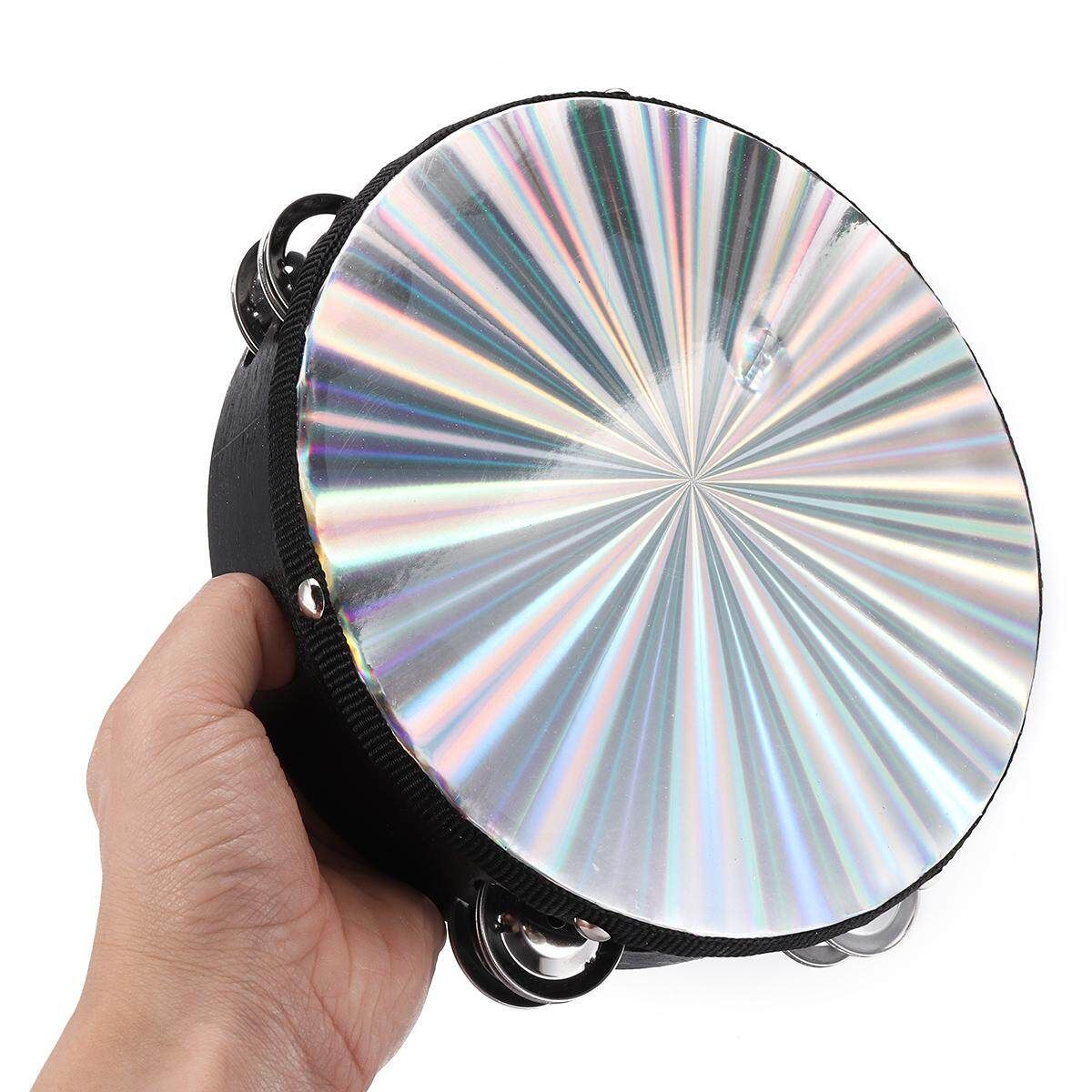 8 Inch Reflective Tambourine Percussion Double Row-Stock Church Band Music Party Gift