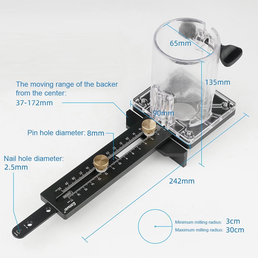 GanWei Aluminium Alloy Woodworking Electric Trimming Machine Circle Cutting Jig Wood Router Milling Circle Slotting Base Straight Line Backer Set 2 Position Ways for 65mm Diameter Trimmer