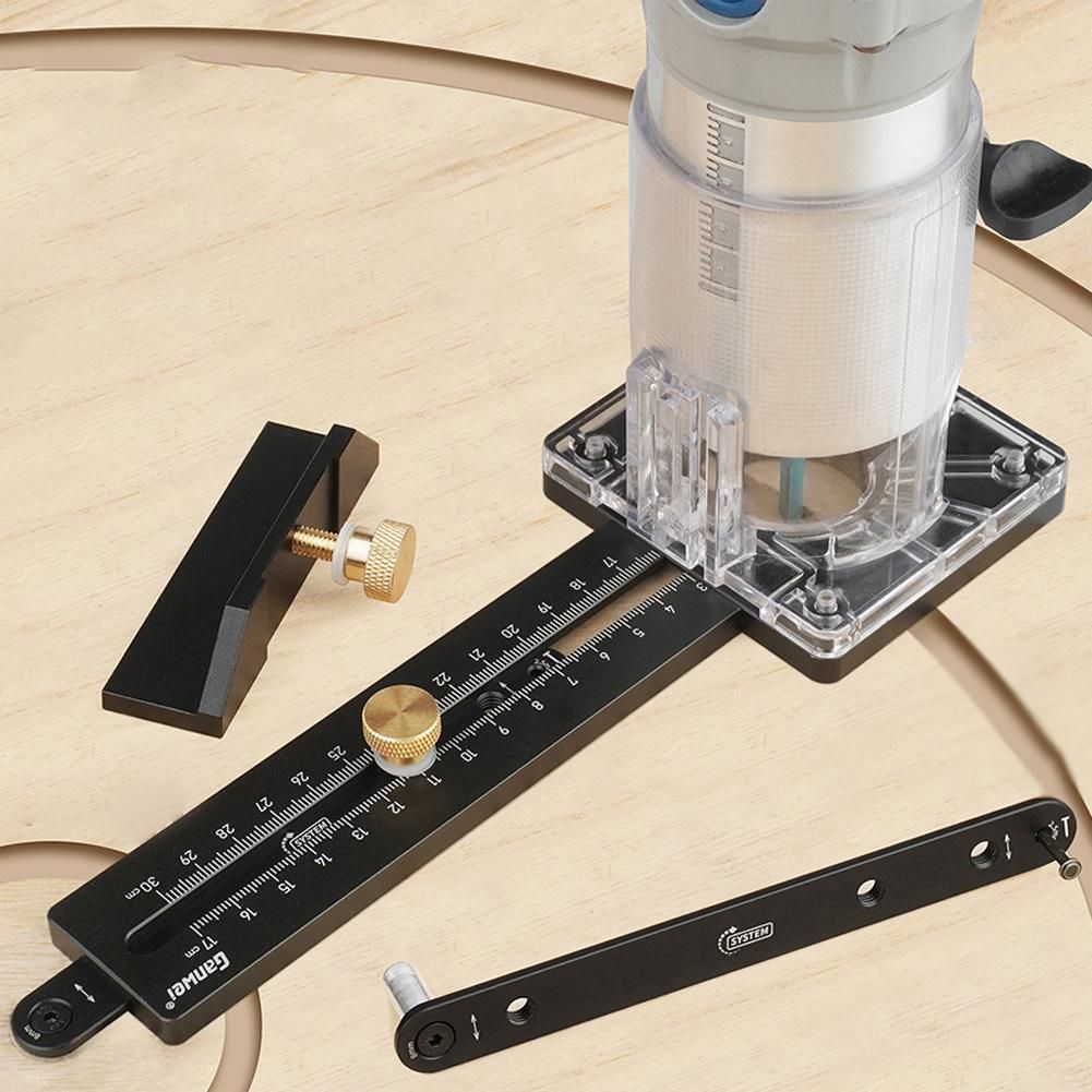 GanWei Aluminium Alloy Woodworking Electric Trimming Machine Circle Cutting Jig Wood Router Milling Circle Slotting Base Straight Line Backer Set 2 Position Ways for 65mm Diameter Trimmer
