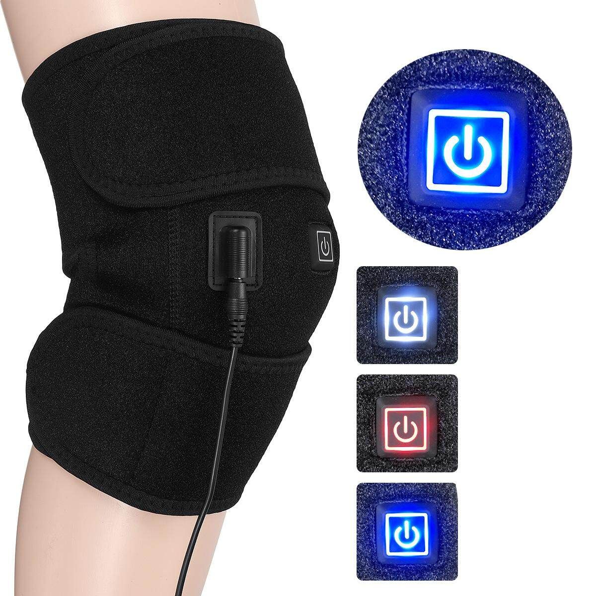 Knee Heating Pad Thermal Therapy Wrap Arthritis Pain Relief Brace Massager Apricot