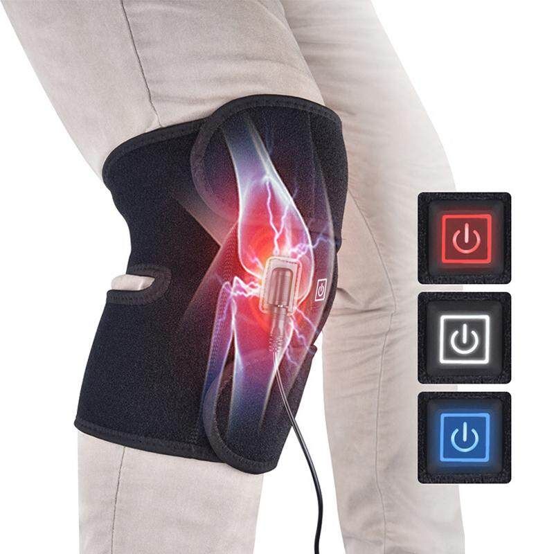 Knee Heating Pad Thermal Therapy Wrap Arthritis Pain Relief Brace Massager Apricot