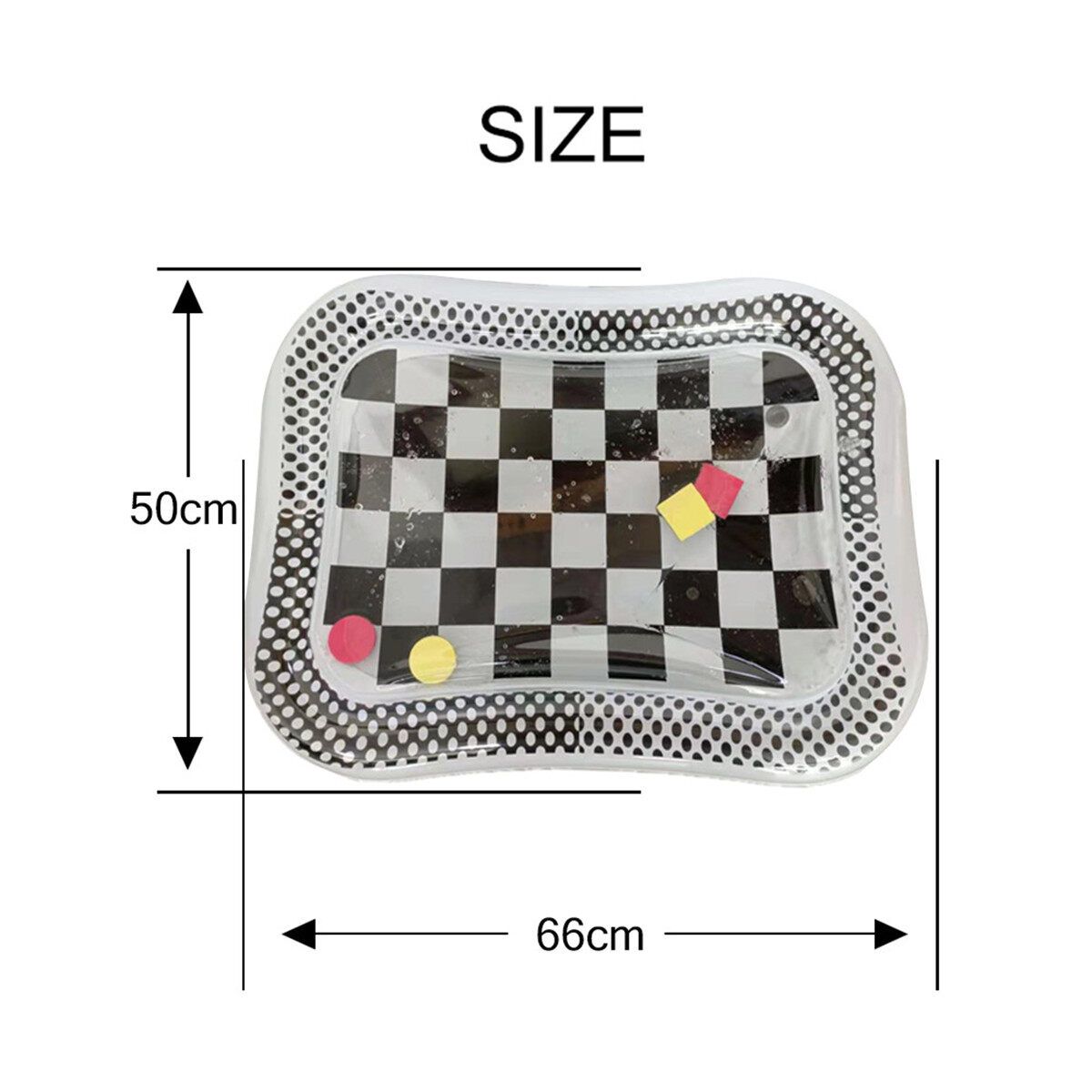 Inflatable Baby Water Play Mat Water Cushion Pad Activity Center Fun Toys For Infants Toddlers Children 66x50cm/25.98x19.69inch Black And White