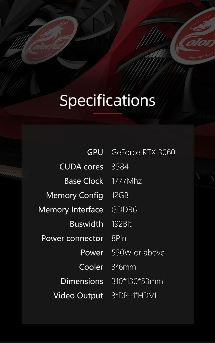 GeForce RTX 3060 NB 12GB GDDR6 LHR Gaming Graphics Card