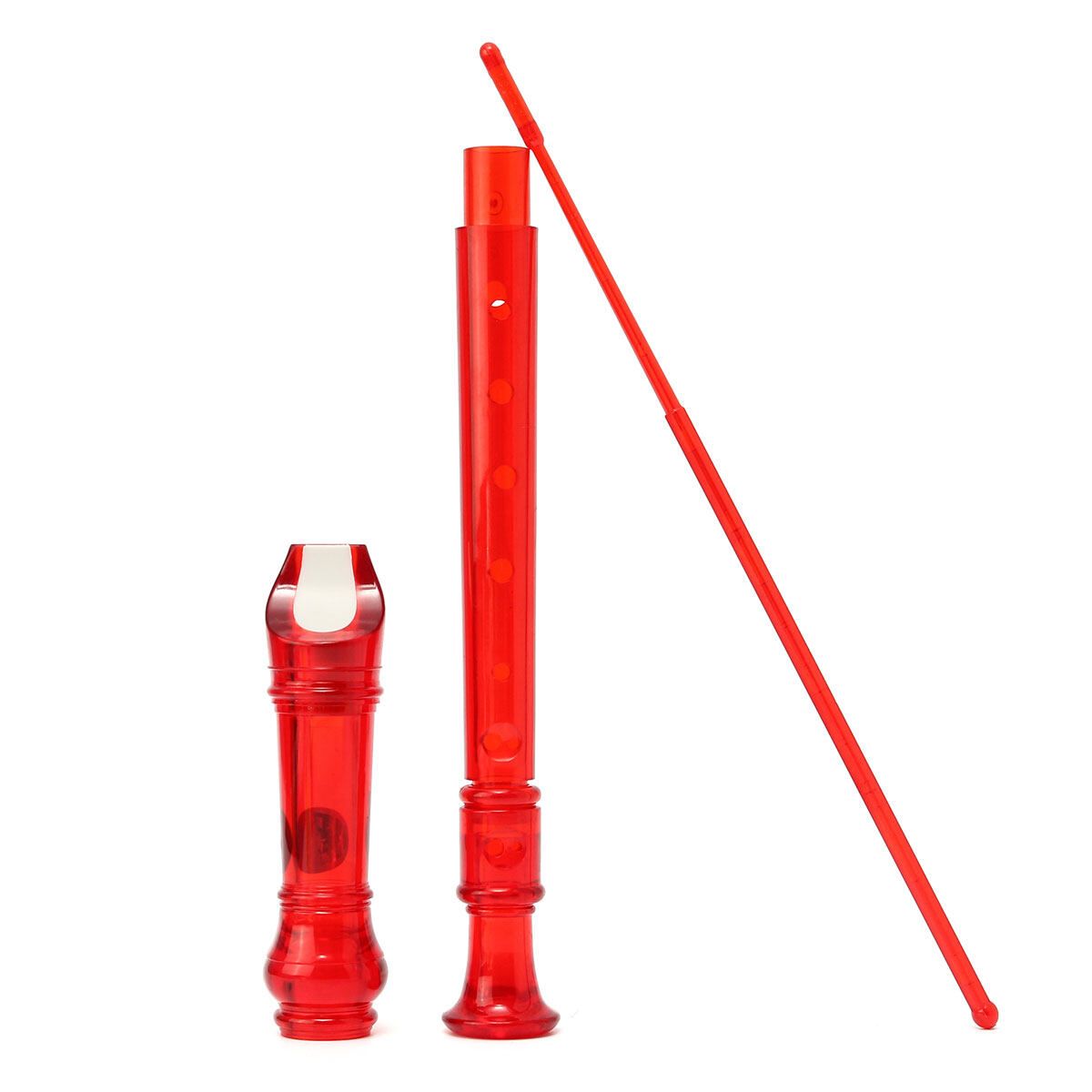Translucent Soprano Descant Recorder 8-hole Clarinet School Music Instrument Red Gules