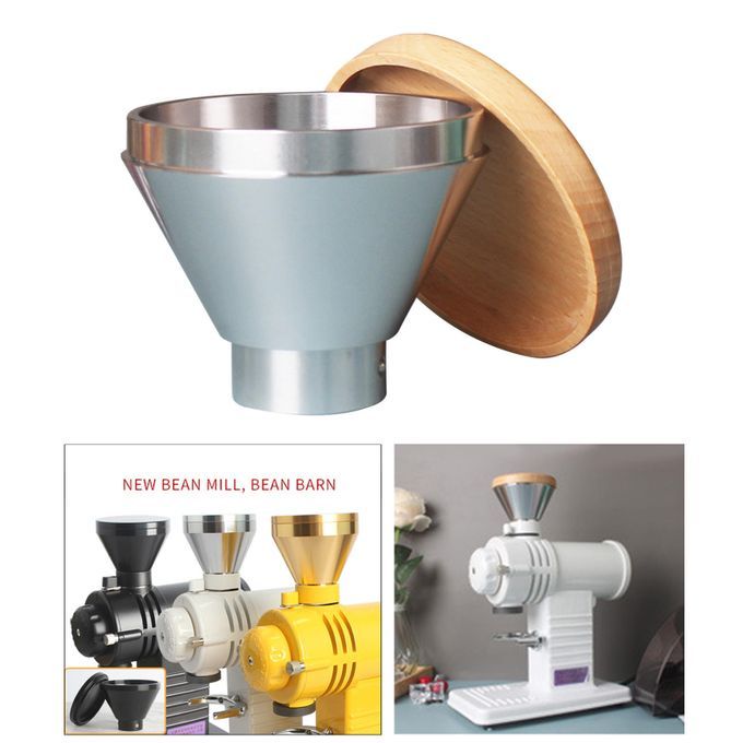 Aluminum Alloy Coffee Grinder Hopper With Lid Household For Silver
