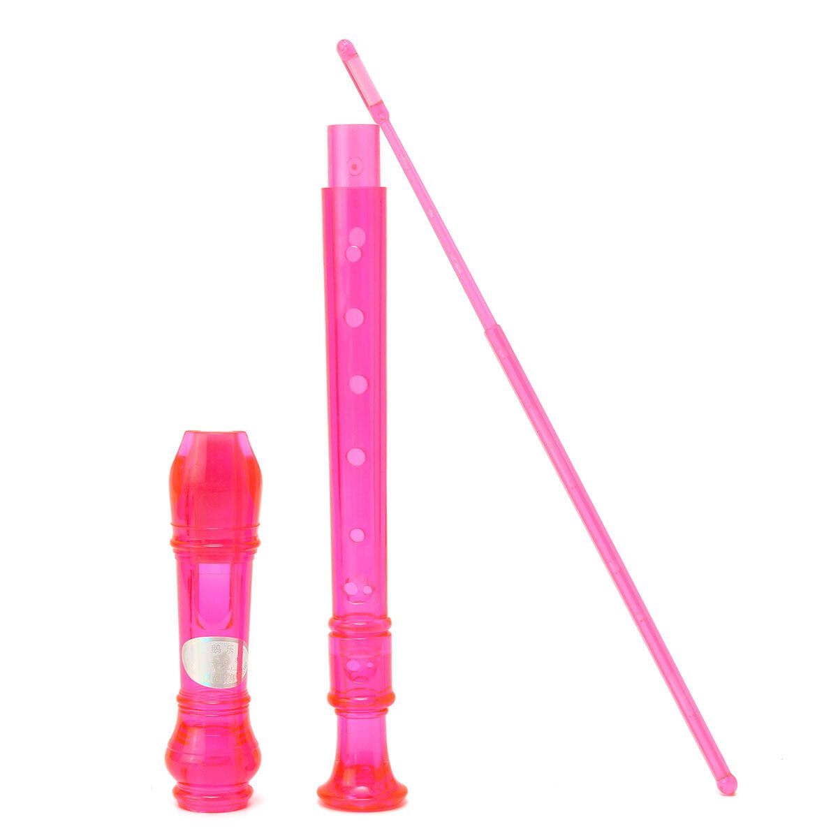 Translucent Soprano Descant Recorder 8-hole Clarinet School Music Instrument Pink Pink