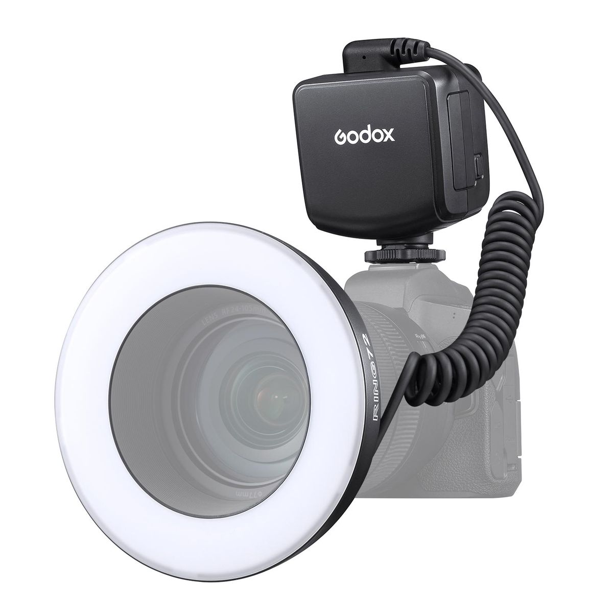 Godox RING72 Macro LED Video Light Professional Photography Fill Light 72PCS LED Beads Color Temperature 5600K 10 Levels of Adjustable Brightness with 49mm-77mm Adapter Ring for Camera Macro Photography