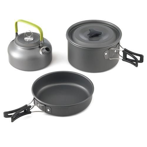 Camping Pot Ultralight Stainless Steel Cooking Pot Outdoor Camping Tableware Plastic Bowl With Wooden Shovel  Outdoor Cooking
