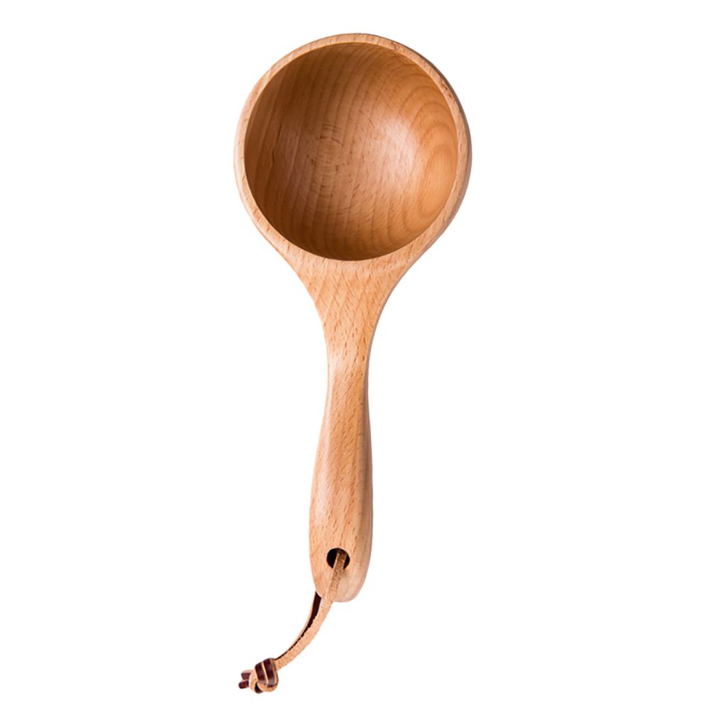 Portable Wooden Spoon Rice Scoop Sauna Water Ladle-Khaki