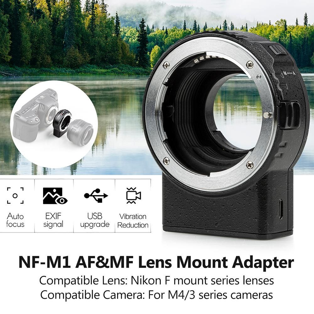 Viltrox NF-M1 Auto Focus Lens Mount Adapter Support VR EXIF Transmitting Compatible with Nikon F Mount Lens to Micro Four Thirds(MFT, M4/3) Camera