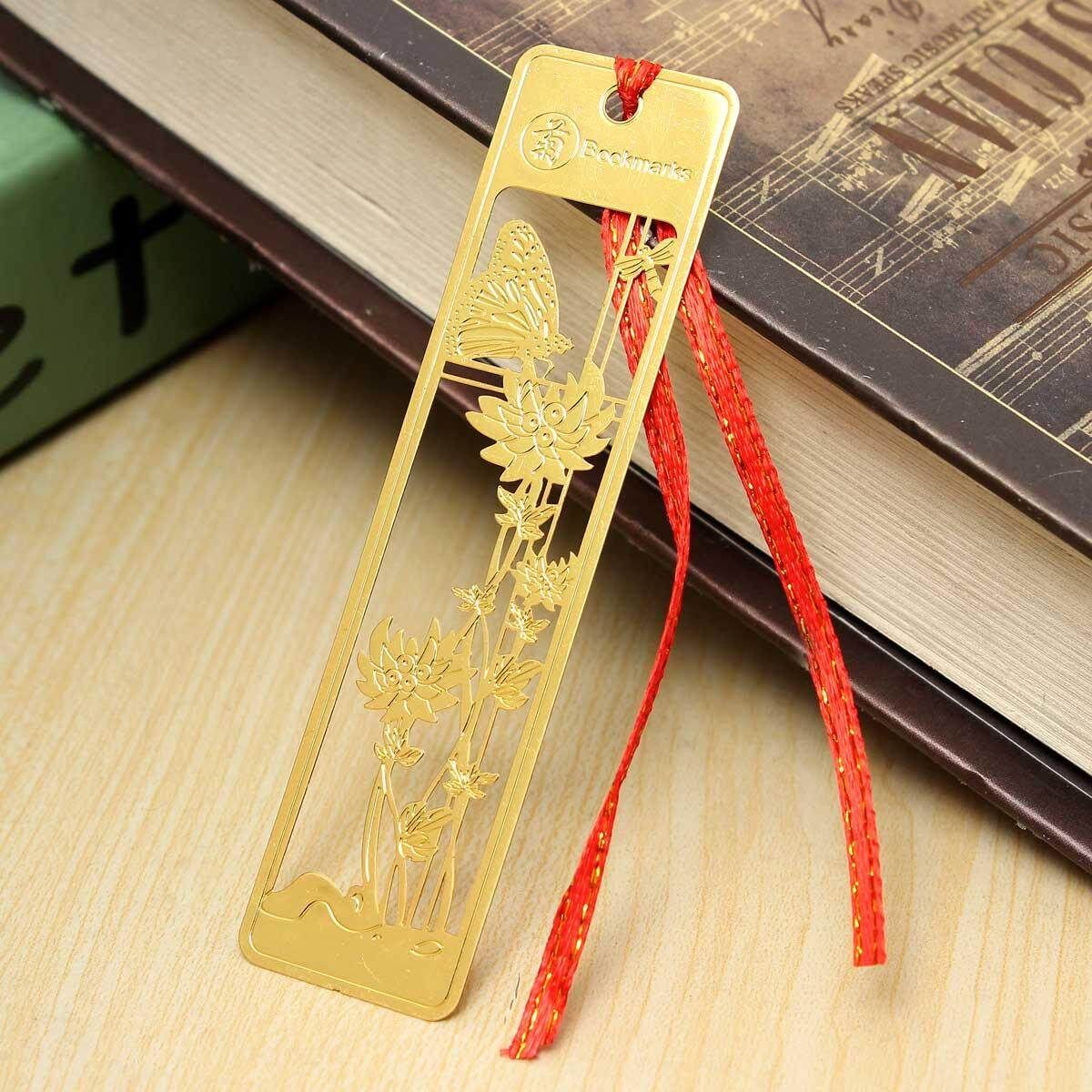 Metal Bookmark Note Memo Paper Marker Stationery Novelty Creative Gift Funny Chrysanthemum Gold