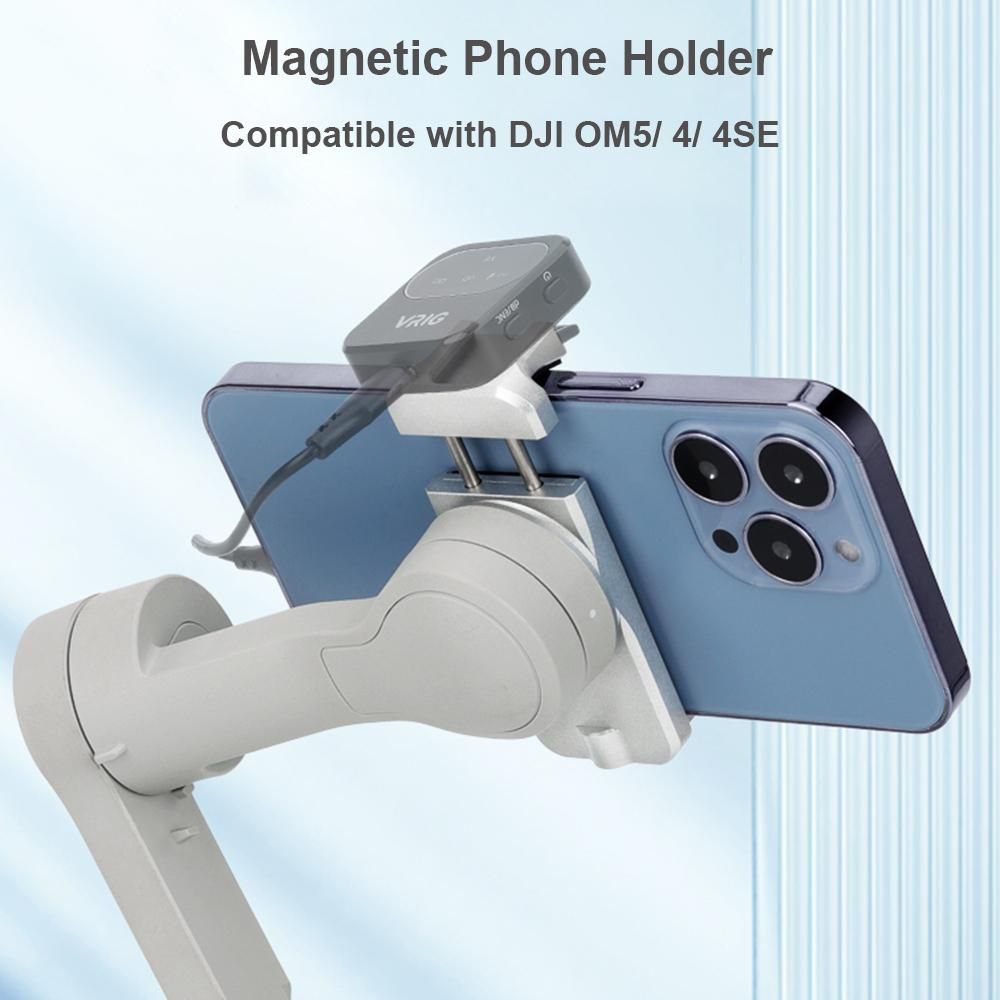 UURIG PH-05 Magnetic Phone Holder Phone Tripod Mount Clamp Aluminum Alloy with Cold Shoe Mount 1/4 Inch Screw Hole Replacement for iPhone 14/13/12/11 and More