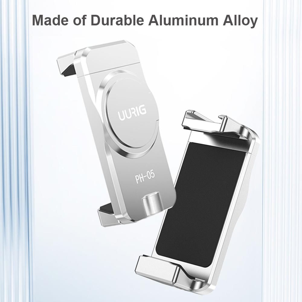 UURIG PH-05 Magnetic Phone Holder Phone Tripod Mount Clamp Aluminum Alloy with Cold Shoe Mount 1/4 Inch Screw Hole Replacement for iPhone 14/13/12/11 and More