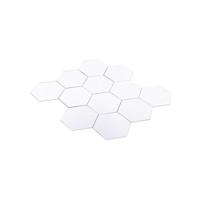 Mirror 12 Piece Hexagon Acrylic Mirror Wall Stickers Wall Decor Home Decoration-Silver