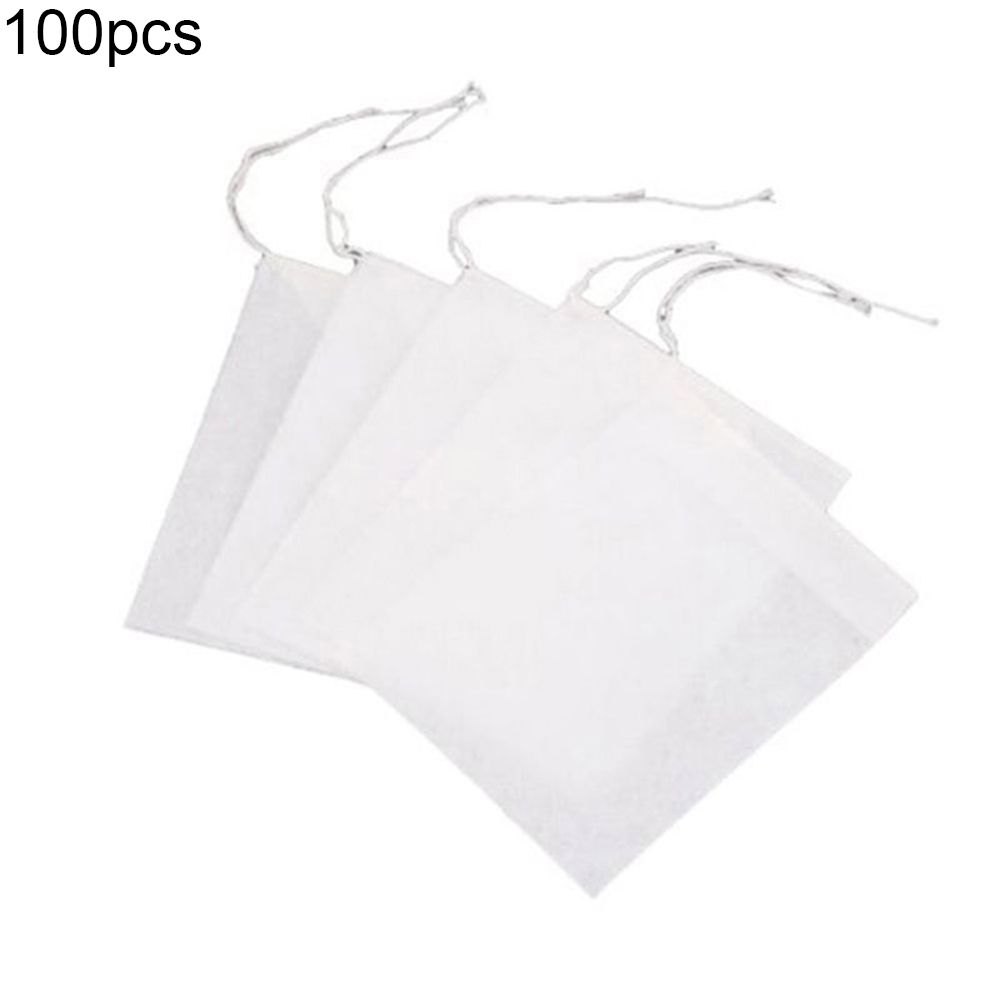 100Pcs Non-Woven Fabrics Empty Teabags String Seal Filter