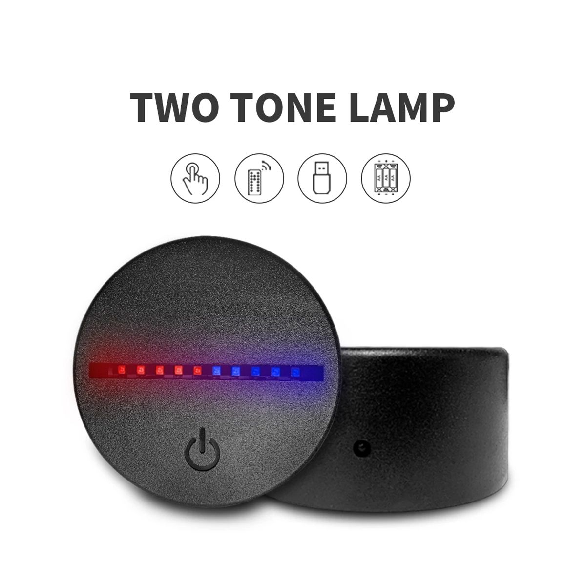 3D LED Night Light Lamp Base Two Tone 7 Colors LED Lamp Base with Remote USB Cable for Acrylic and Resin Glass Black