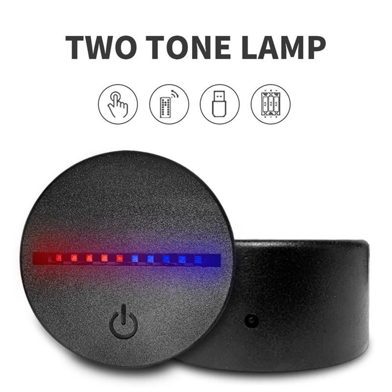 3D LED Night Light Lamp Base Two Tone 7 Colors LED Lamp Base with Remote USB Cable for Acrylic and Resin Glass Black