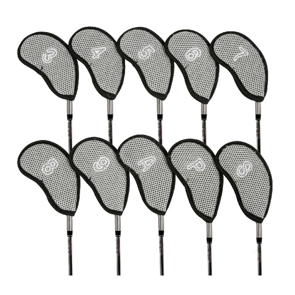 10Pcs Golf Protective Covers Golf Iron Head Covers Protectors Decors Grey
