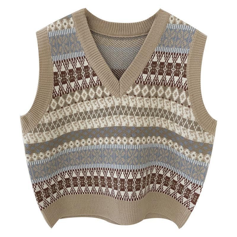 2021 Sen Sweater Women's V-Neck Overlay Tank Top Autumn Korean Pullover Sleeveless Outwear Academy
