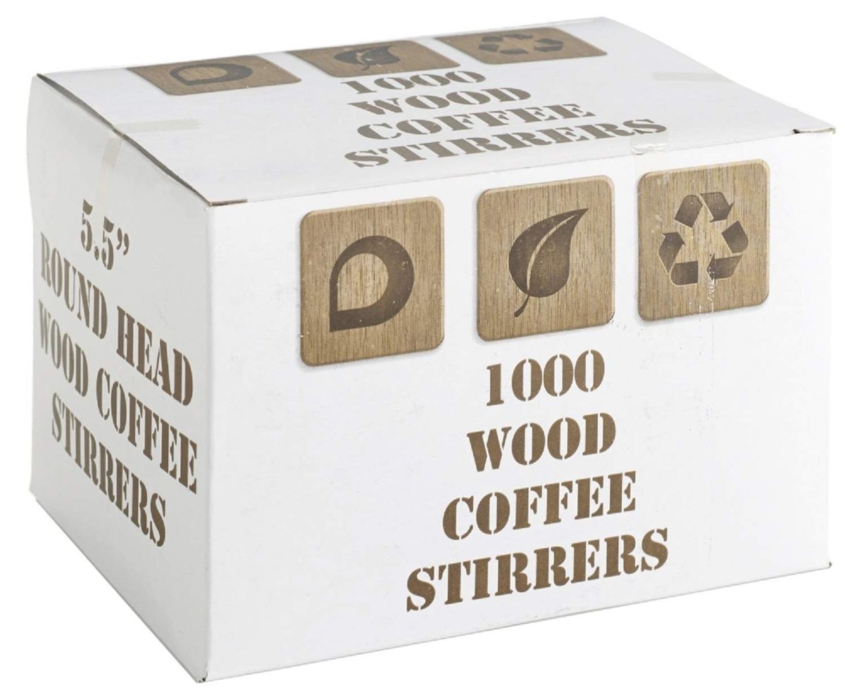 Wooden Coffee Stirrers 1000 Pcs - 5.5 Inch (140mm)