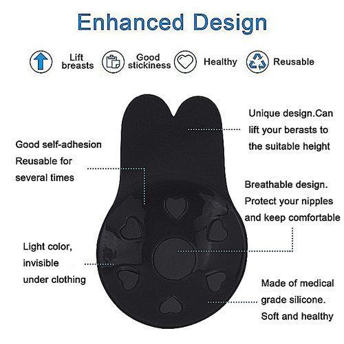 2pcs/pair Women Breathable Strapless Push Up Bra  Reusable Silicone