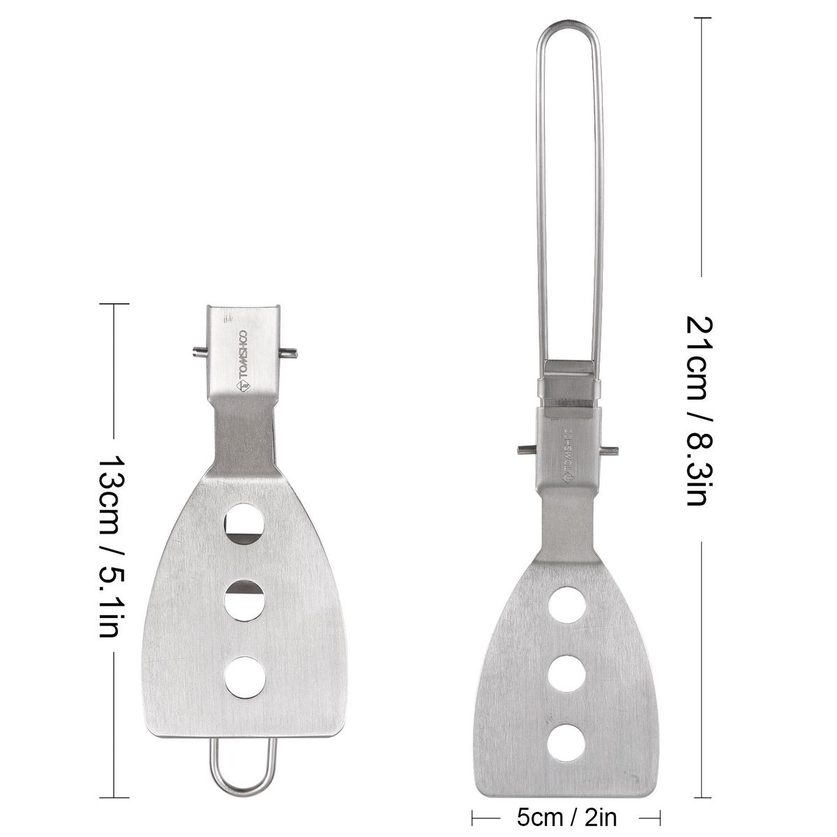 TOMSHOO Stainless Steel Folding Spatula Turner for Outdoor Cooking Camping Hiking BBQ Picnics
