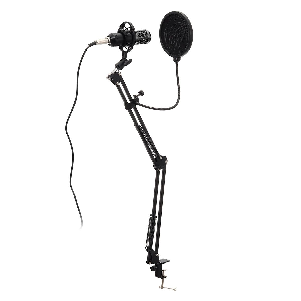 BM-800 Professional Suspension Microphone Kit KTV Studio Live Stream Broadcasting Recording Condenser Microphone Multi-function Mic With Audio Adapter 7.1 Sound Card（include Adjustable Scissor Arm Stand, Shock Mount And Fil