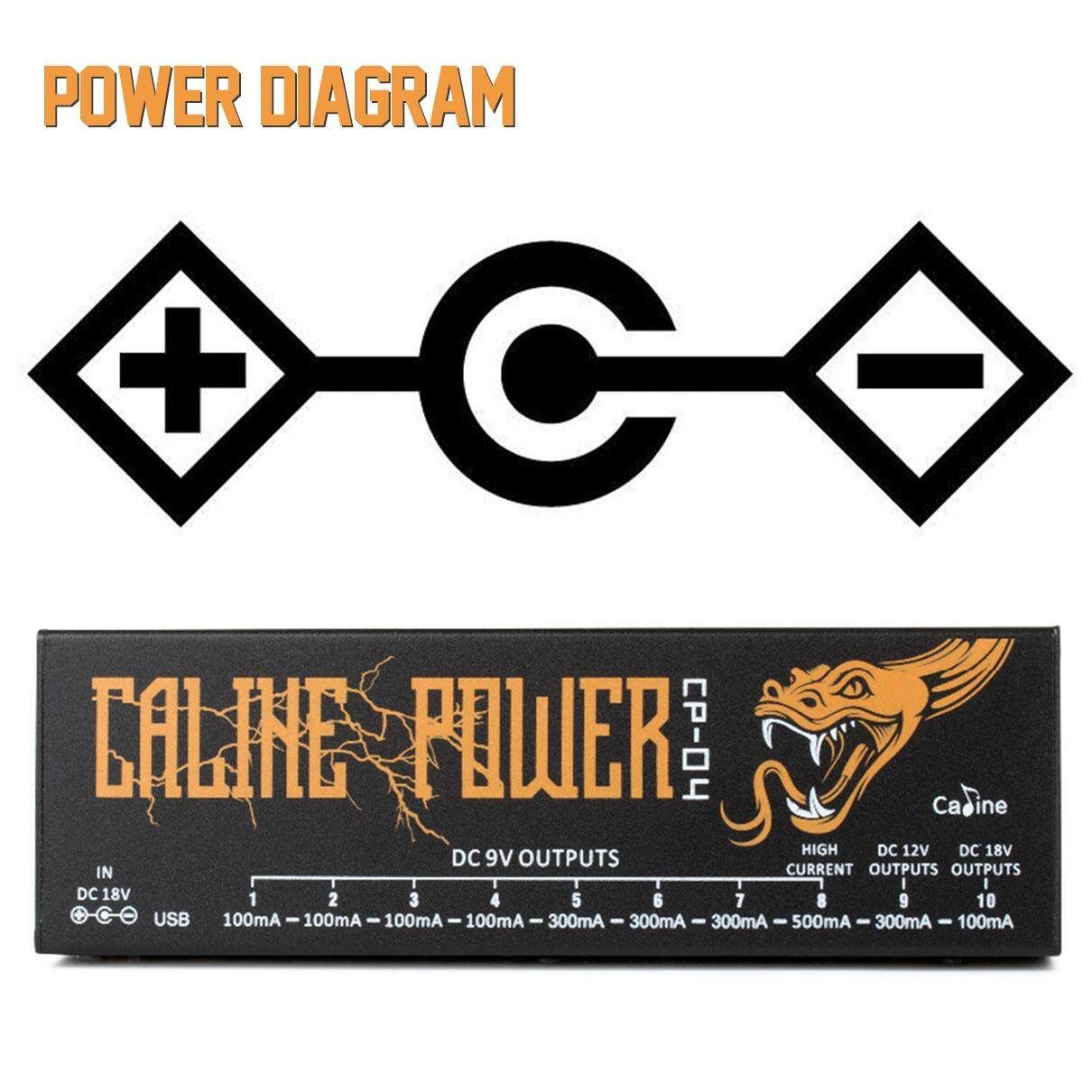 Caline CP-04 PedalSupply Guitar Effect Pedal Effector Adapter Charger 10 Isolated Output Tuner Short Circuit /Over Current Protection Guitar Effect -U.S. Regulations Black
