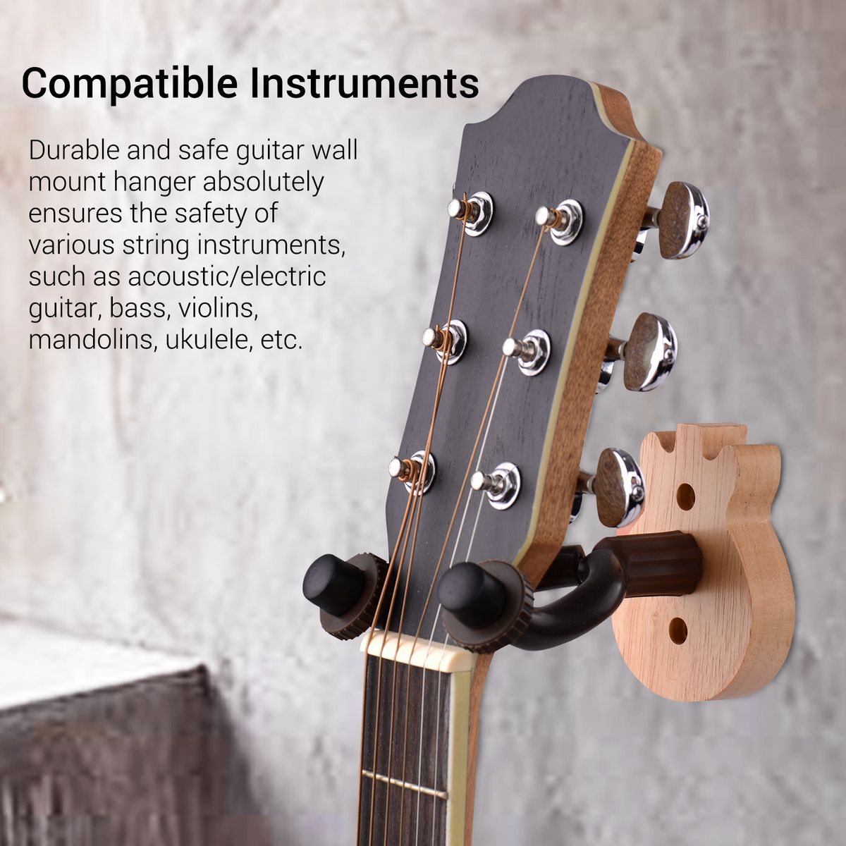 Guitar Wall Mount Hanger Solid Wood Guitar Hanger Wall Hook
