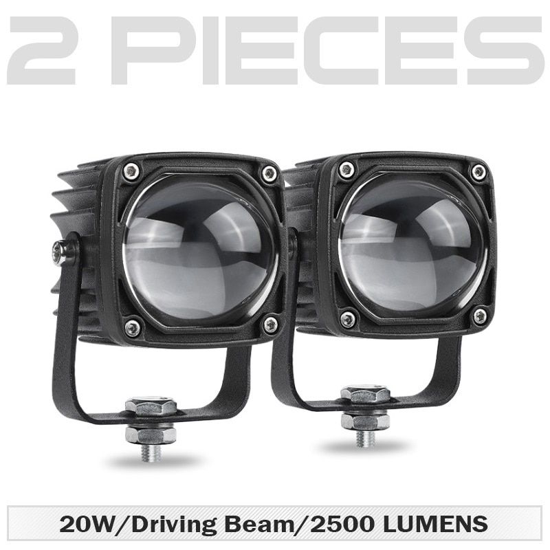 2 Inch 8D Lens Led Work Light 6000K White 3500K Yellow Driving Light Fog Lights Spotlight Car Truck Off Road Motorcycle 12V 24V 2 Pieces Black Cover