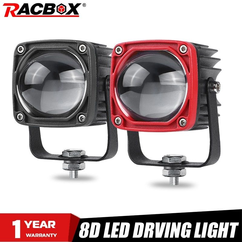 2 Inch 8D Lens Led Work Light 6000K White 3500K Yellow Driving Light Fog Lights Spotlight Car Truck Off Road Motorcycle 12V 24V 2 Pieces Black Cover