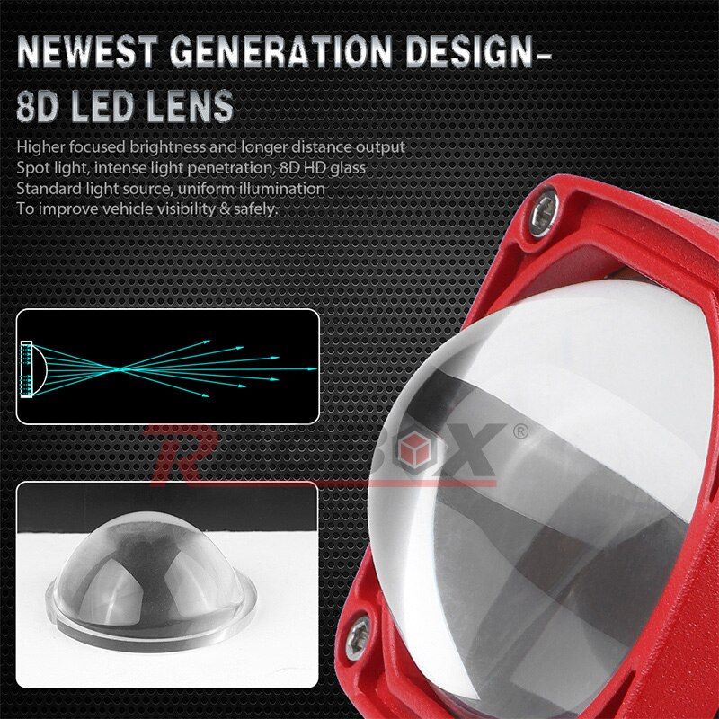 2 Inch 8D Lens Led Work Light 6000K White 3500K Yellow Driving Light Fog Lights Spotlight Car Truck Off Road Motorcycle 12V 24V 2 Pieces Black Cover