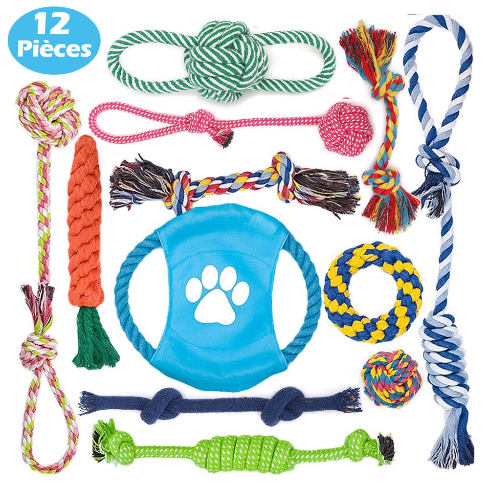 12Pcs Large Dog Toy Sets Chew Rope Toys For Dog Chewing Toys For Dog Outdoor Teeth Clean Toy For Big Dogs Juguete Para Perros-Macaron Dog Toy