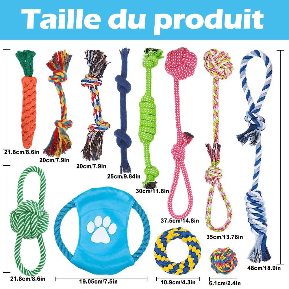 12Pcs Large Dog Toy Sets Chew Rope Toys For Dog Chewing Toys For Dog Outdoor Teeth Clean Toy For Big Dogs Juguete Para Perros-Macaron Dog Toy