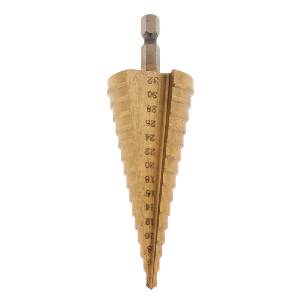 HSS Spiral Groove Step Drill Cone Drill Bit Titanium Hex