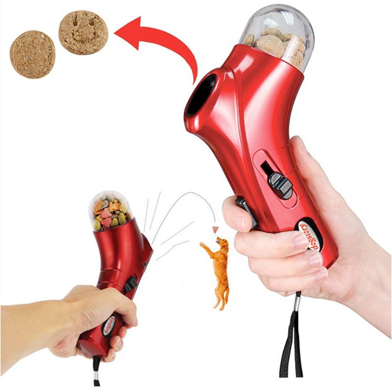 Dog Interactive Training Toys Pet Snack Catapult Launcher Outdoor Beach Toys Dog Cat Treat Launcher Snack Food Feeder-Blue