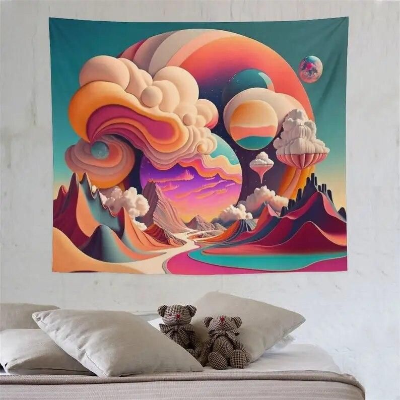 World of Fantasy and Dreams Tapestry Abstract Tapestries Art Wall Hanging for Living Room Bedroom Home Dorm Decor
