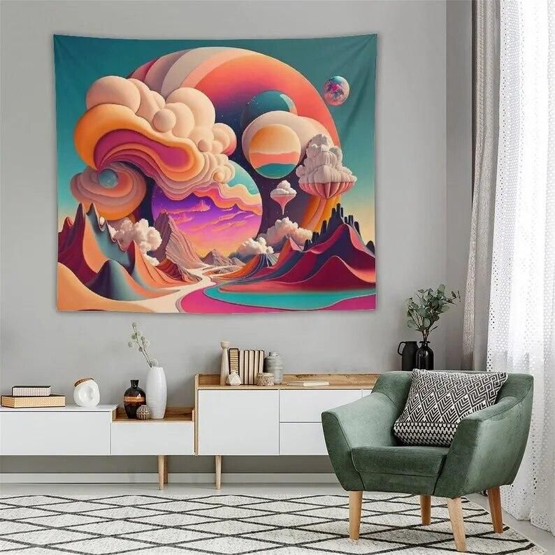 World of Fantasy and Dreams Tapestry Abstract Tapestries Art Wall Hanging for Living Room Bedroom Home Dorm Decor