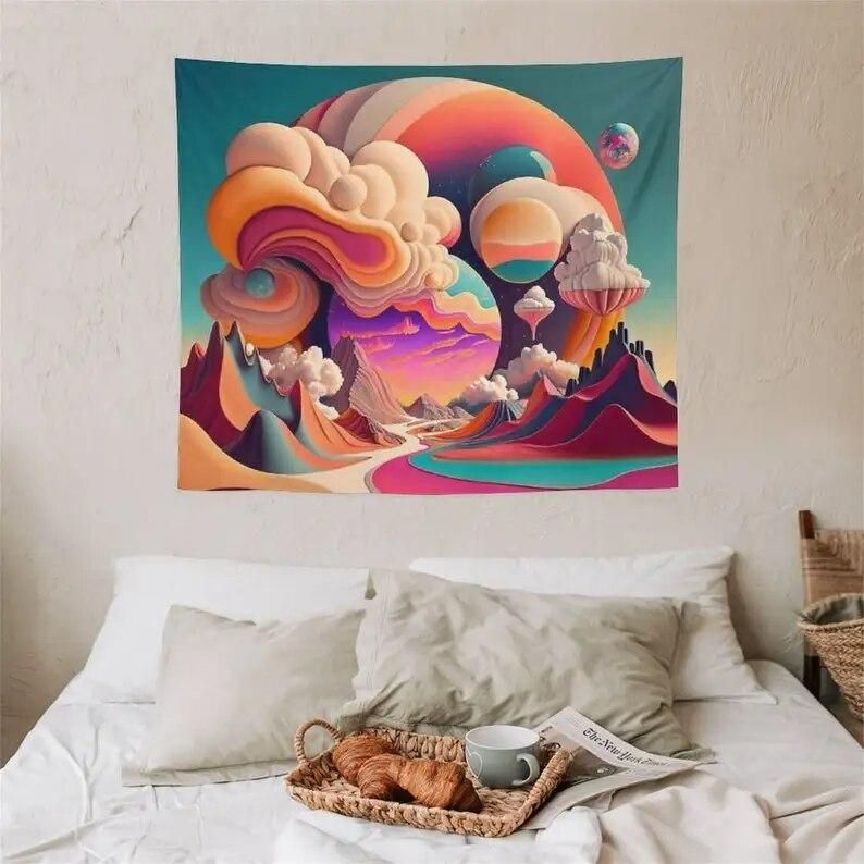 World of Fantasy and Dreams Tapestry Abstract Tapestries Art Wall Hanging for Living Room Bedroom Home Dorm Decor
