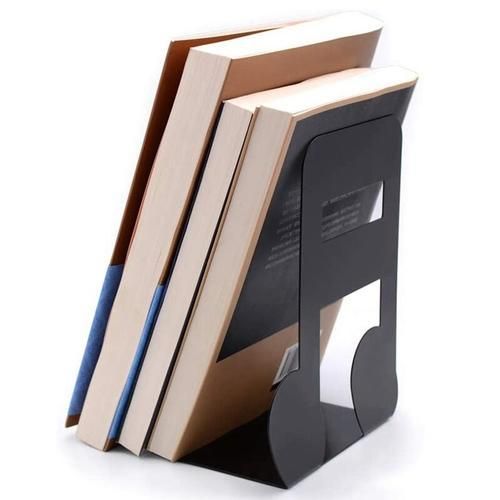 Bookends Black,Decorative Metal Book Ends Supports For Shelves For Shelves Office Decorative, Non Skid Book Stopper