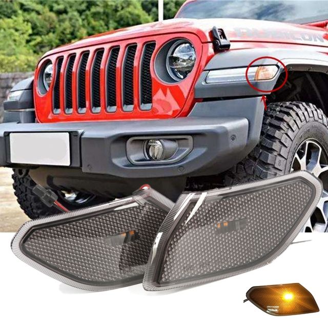 For Jeep Wrangler Jl Front Fender Flares Smoked Led Side I
