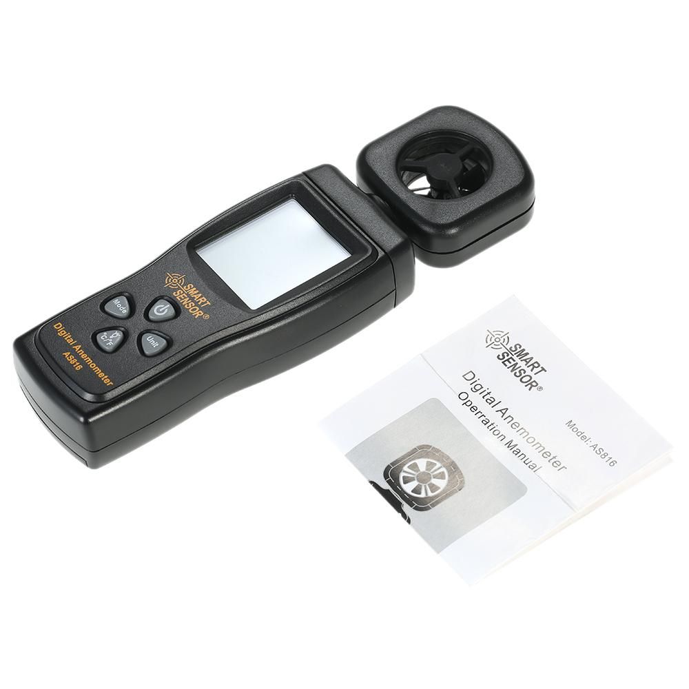SMART SENSOR Mini Anemometer LCD Digital Wind Speed Meter Air Velocity Temperature Measuring with Backlight